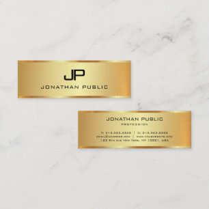 Premium Linen Faux Gold Template Monogram Initial Mini Business Card