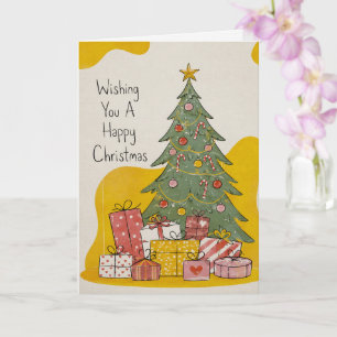 Premium Linen Happy Christmas Card