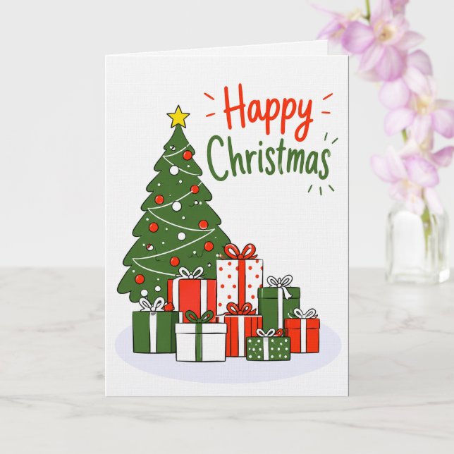 Premium Linen Happy Christmas Card (Orchid)