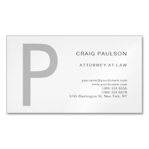 Premium Linen Monogram Attorney at Law Modern Magnetic Business Card