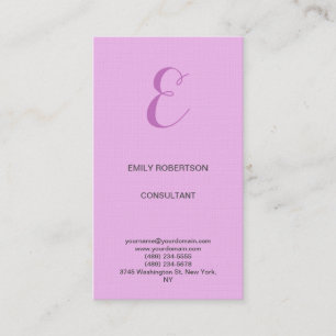 Premium Linen Monogram Initial Orchid & Lilac Business Card