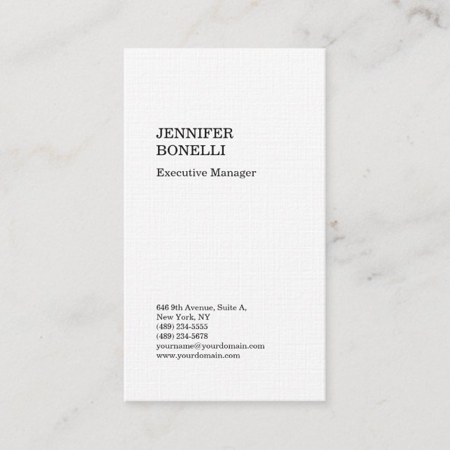 Premium linen plain minimalist modern trendy busin business card (Front)