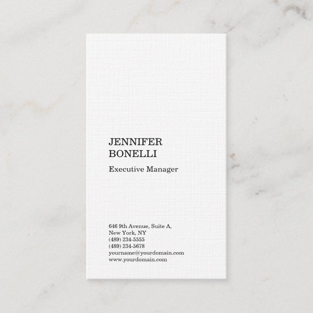 Premium linen plain minimalist modern trendy business card (Front)