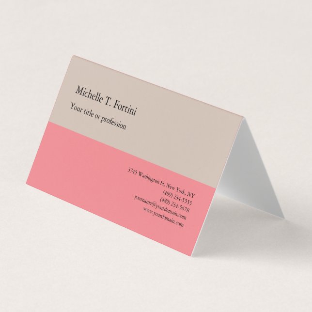 Premium Linen Plain Minimalist Simple Pastel Colou Business Card (Front)