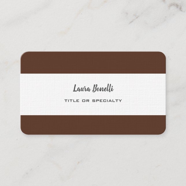Premium Linen Professional Modern Brown White Business Card (Front)