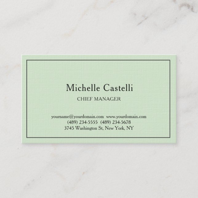 Premium Linen Professional Unique Classical Pastel Business Card (Front)