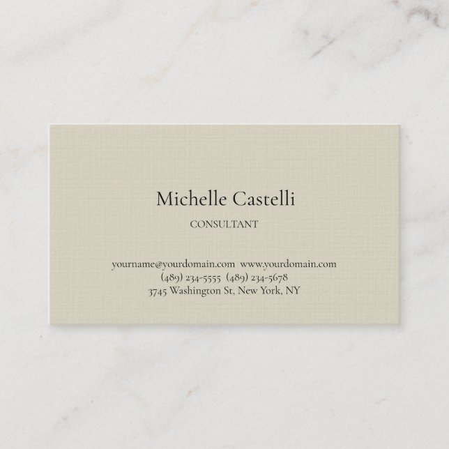 Premium Linen Professional Unique Classical Simple Business Card (Front)