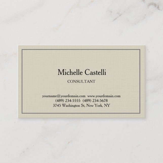 Premium Linen Professional Unique Classical Simple Business Card (Front)