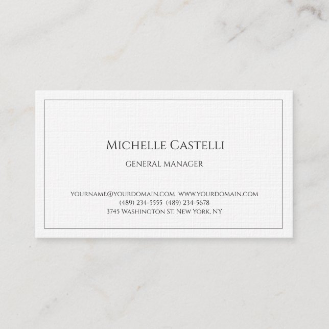 Premium Linen Professional Unique Classical Simple Business Card (Front)