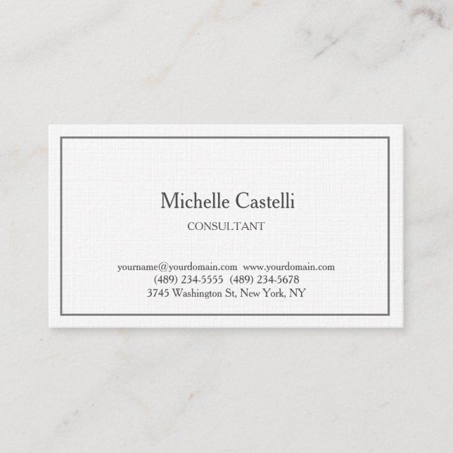 Premium Linen Professional Unique Classical Simple Business Card (Front)