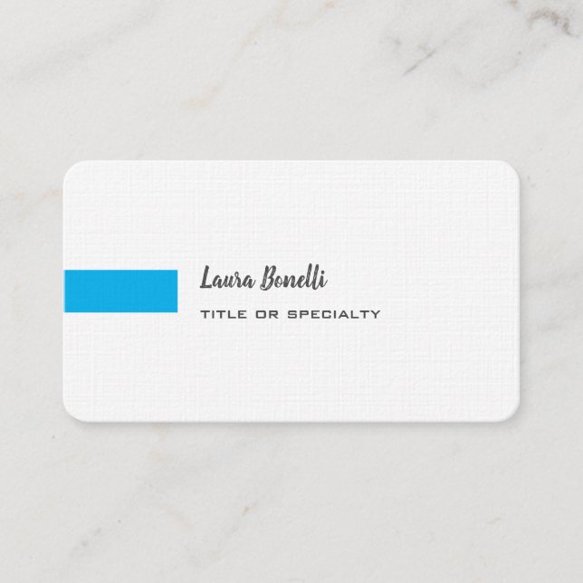 Premium Linen Sky Blue White Professional Modern Business Card (Front)