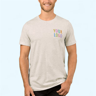 Premium Men’s Beige T-Shirt Custom Business Logo Tri-Blend Shirt