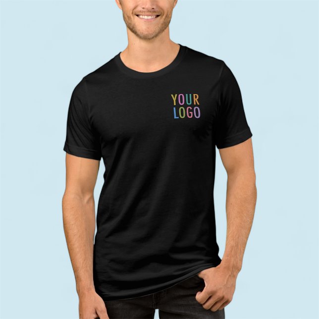 Premium Men’s Black T-Shirt Custom Company Logo Tri-Blend Shirt (MISOOK Men’s Black T-Shirt with Logo on Chest and Back)