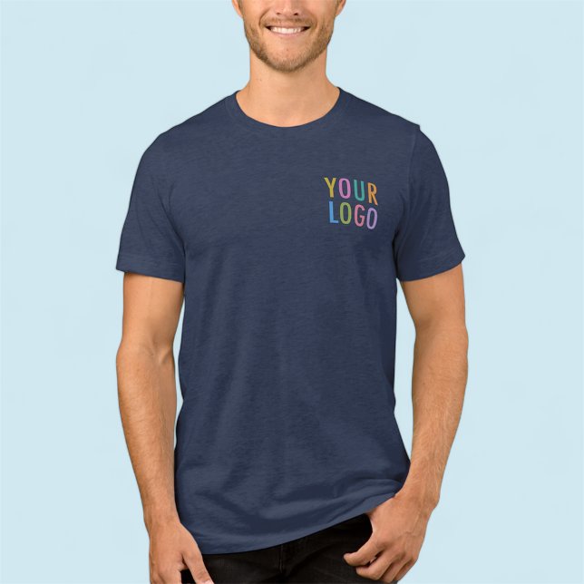 Premium Men’s Navy Blue T-Shirt Business Logo Tri-Blend Shirt (MISOOK Navy Blue T-Shirt with Logo on Chest and Back)