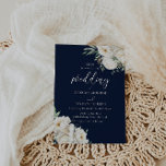 Premium Midnight Navy & White Floral Wedding  Invitation<br><div class="desc">Premium Midnight Navy & White Floral Wedding Invitation

See matching collection in Niche and nest store</div>