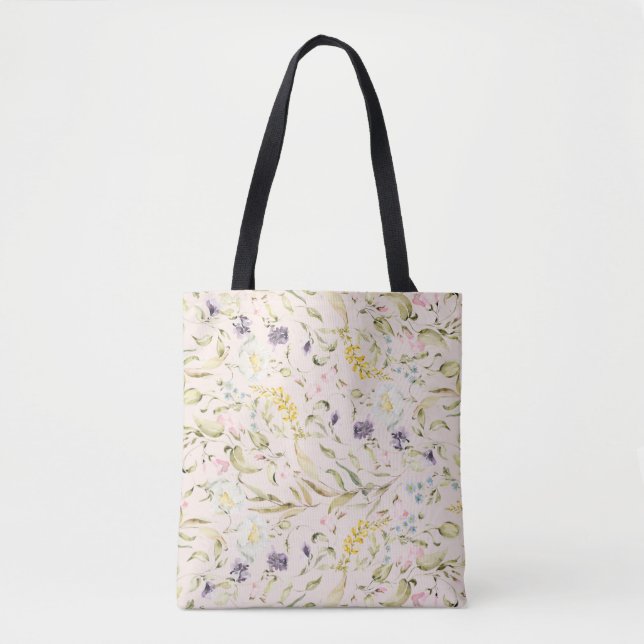 Premium Modern Spring Wildflowers Tote Bag (Front)