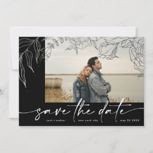 Premium Modern White Forever Photo Silver Floral Save The Date