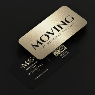 Premium Moving Trucking Company Black Faux Gold Business Card