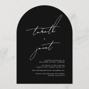 Premium NAMES Stylish Black & White Arch Wedding Invitation