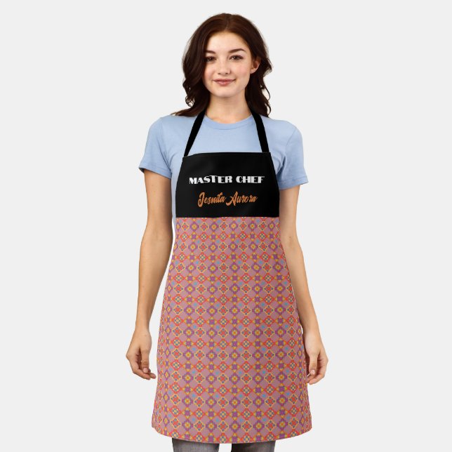 Premium Native American Geometric Floral Pattern Apron (Worn)
