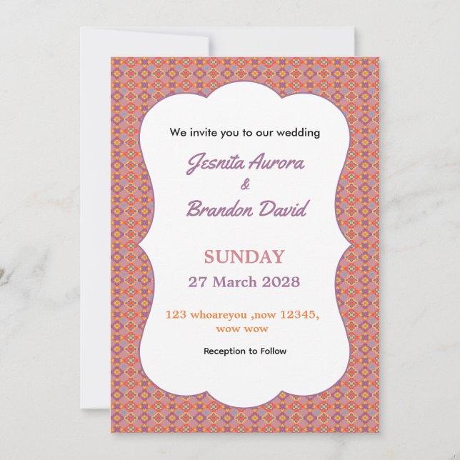 Premium Native American Geometric Floral Pattern Invitation (Back)