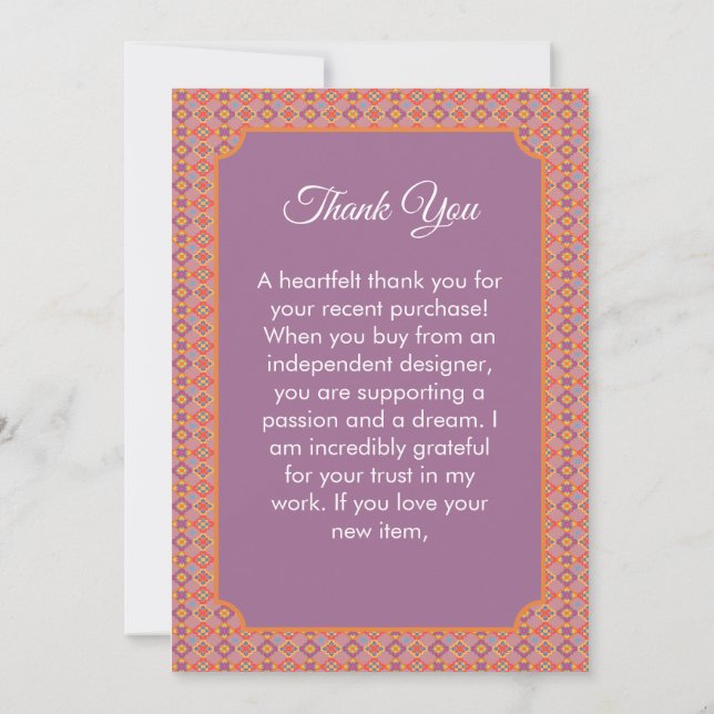 Premium Native American Geometric Floral Pattern Thank You Card (Back)