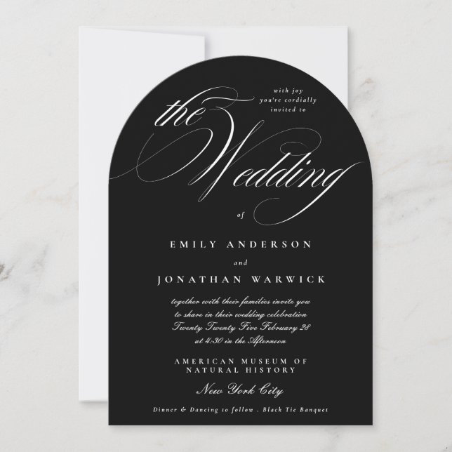 Premium Onyx Elegant Calligraphy The Wedding Arch Invitation (Front)