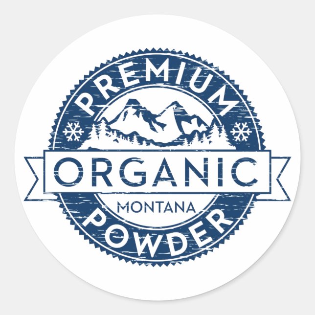 Premium Organic Montana Powder Classic Round Sticker (Front)