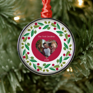 Premium Ornament - Our First Christmas -Photo/Date