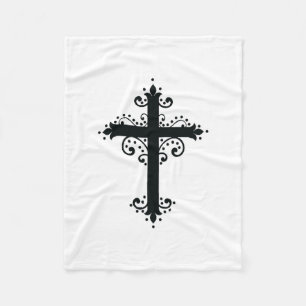 Premium Ornamental Carved Cross Art Fleece Blanket