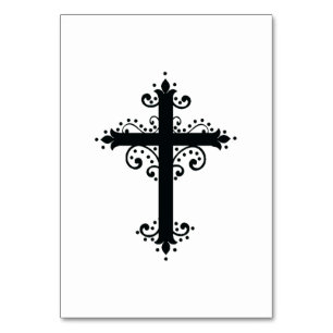 Premium Ornamental Carved Cross Art Table Number