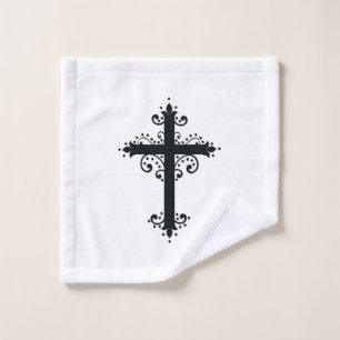 Premium Ornamental Carved Cross Art Wash Cloth