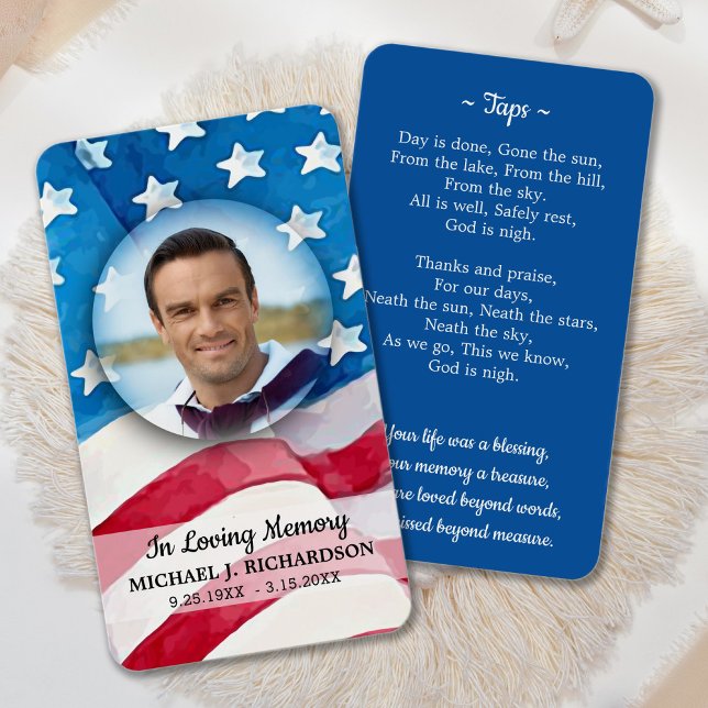 Premium Patriotic Memorial Funeral Prayer Card (Creator Uploaded)