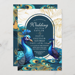 Premium Peacocks Feathers Wedding  Invitation