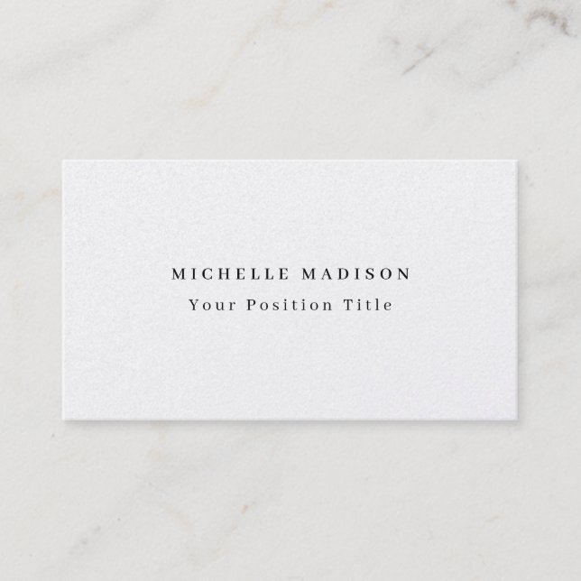 Premium Pearl Trendy Minimalist Professional Plain Business Card (Front)