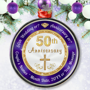 Premium, Personalised 50th Anniversary Ornaments