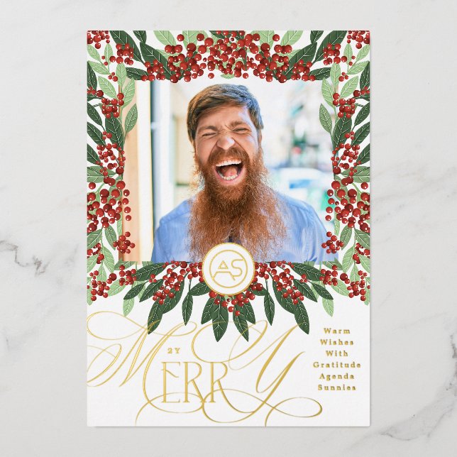Premium Photo Gold Custom Logo Corporate Christmas Foil Holiday Card (Front)