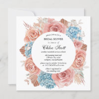 Premium Pink Rose Blue Hydrangea Bridal Shower