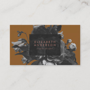 Premium Professional Black Rose Bouquet Terracotta Business Card