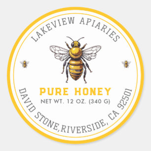Premium Pure Honey Jar Labels Tailored Custom