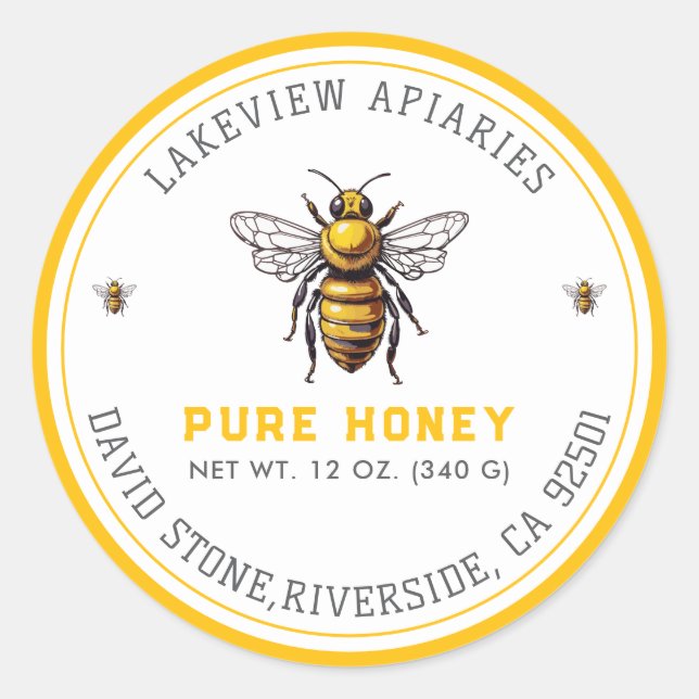 Premium Pure Honey Jar Labels | Tailored Custom (Front)