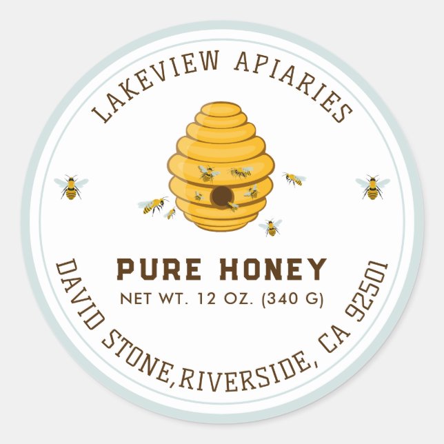 Premium Pure Honey Jar Labels | Tailored Custom tx (Front)