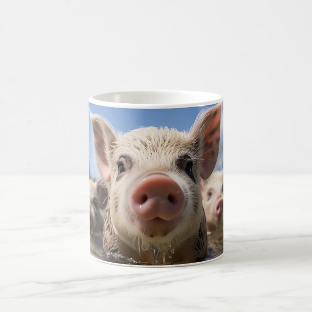 Premium Quality Bahamas Swimming Pigs Exuma Beach Coffee Mug (Center)