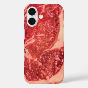 Premium Raw Red Meat   Marbled Steak Macro Photo iPhone 16 Case