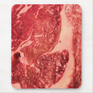 Premium Raw Red Meat Marbled Steak Macro Photo Mouse Mat