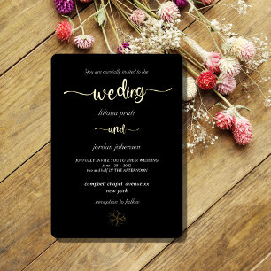 Premium Real Gold Elegant Monogram Black  Foil Inv