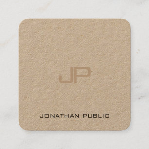 Premium Real Kraft Paper Monogram Template Modern Square Business Card