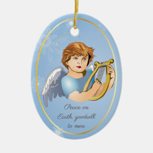 Premium Round Ornament, Angel Boy Ceramic Tree Decoration