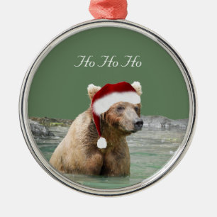 Premium Round Ornament w/ grizzly bear