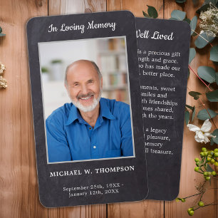 Premium Rustic Memorial Photo Funeral Prayer Card